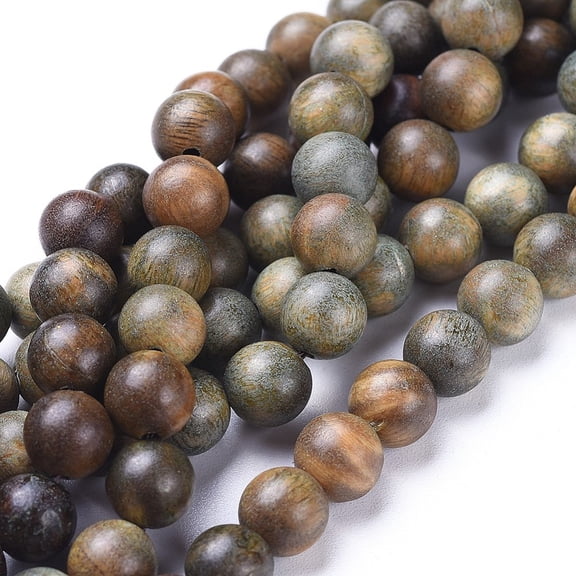 1Strand Natural Sandalwood Beads Strands Spacer Beads for DIY Macrame Rosary 6mm Hole: 1mm Jewelry Round Olive