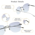 thumbnail image 2 of LifeArt Pure Titanium Frame Glasses/Blue Light Blocking Reading Glasses, Reduce Eyestrain, Stylish for Men and Women(Grey,+2.00 Magnification), 2 of 5