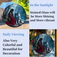 thumbnail image 4 of American Native Indian Woman and Wolf Stained Glass Suncatcher Handmade Window Hanging Colored Glass Suncatcher Crafts Kits for Indoor Garden Decor Memorial Gift 16x16cm(2), 4 of 7