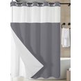 thumbnail image 3 of No Hook Shower Curtain with Snap-in Liner, Grey Pure Color Waterproof Fabric Bathroom Curtains, Aesthetics Contemporary Luxury Bath Curtains & Mesh Top Window Stall 48"x72", 3 of 9