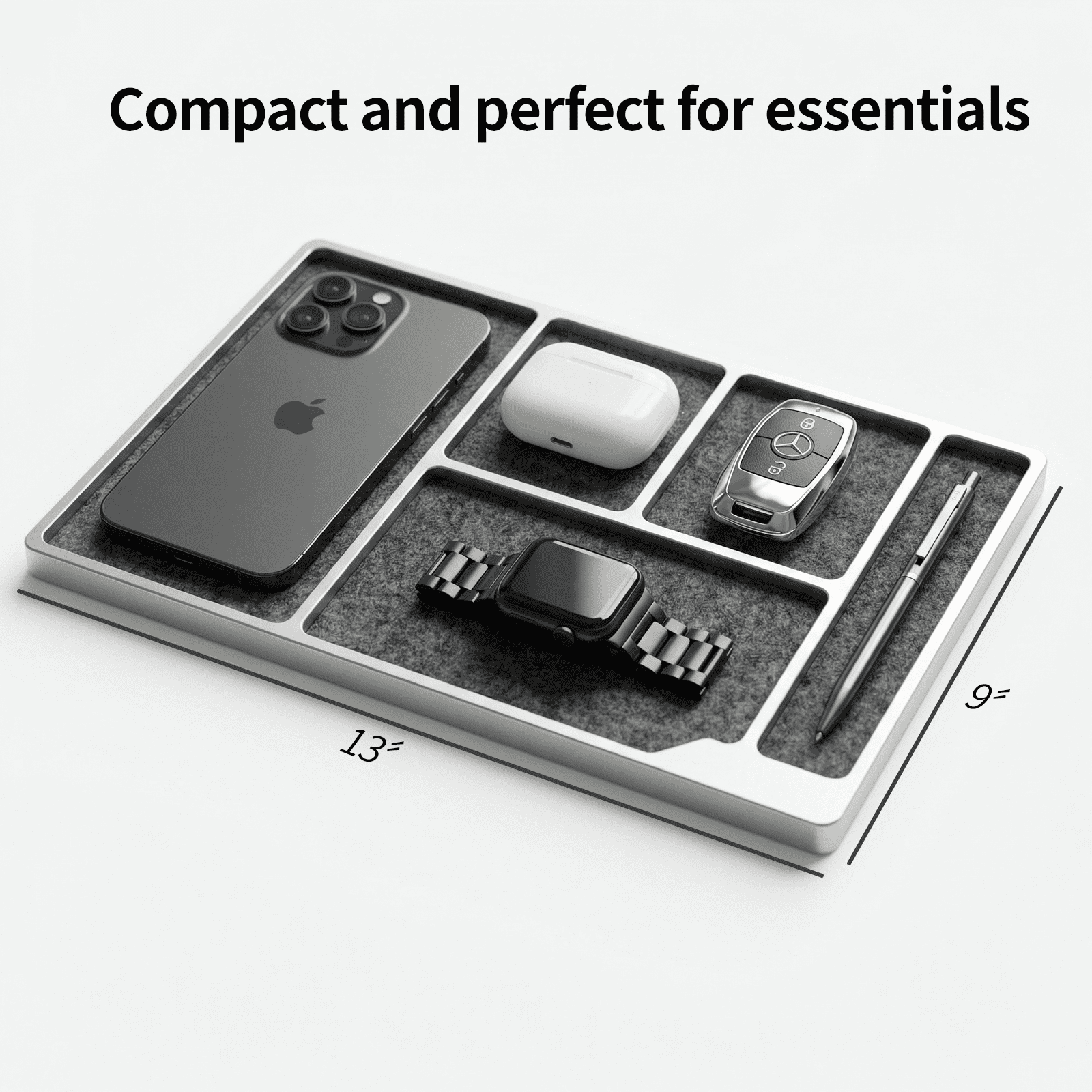 Desk Drawer Organizer Tray, Mens Valet Made of Aluminum, Aesthetic Desk Accessories for Office Home Supplies