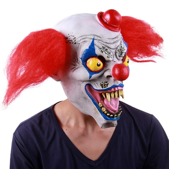 Pudcoco Masque de Clown d'Halloween Masque de Latex de Plein de Tête de Tueur Effrayant