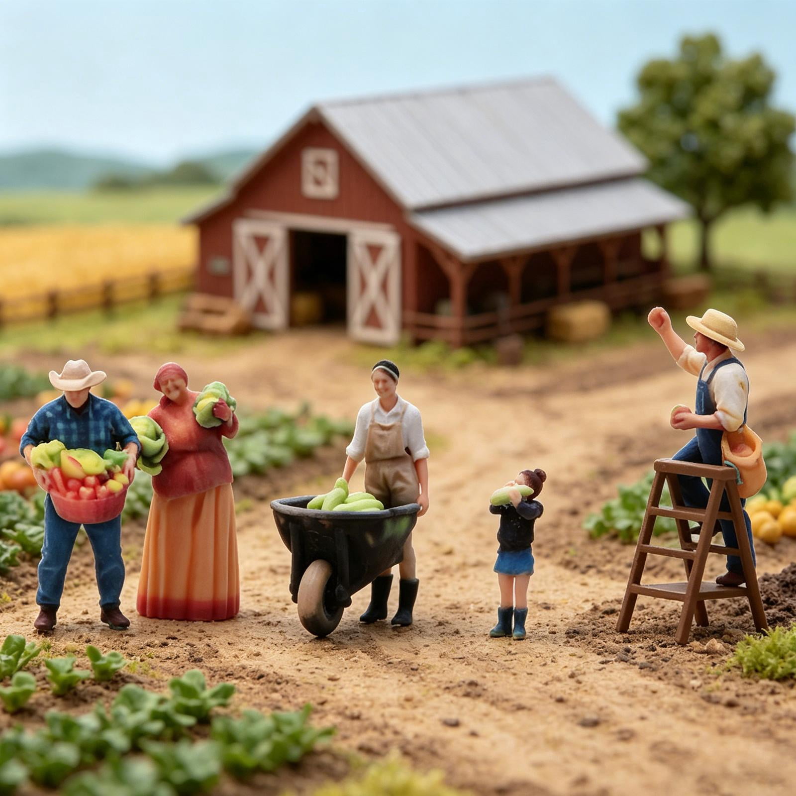 LeeQinersw 1:64 Miniature Figures Mini Models The Farm Family Trains Architectural Models Tiny Mini People Figurines Diorama Accessories