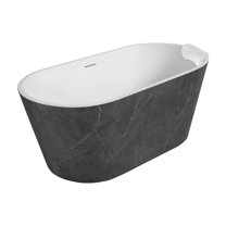 Transolid K-Aftf5929-G31m40 Finley 59" Free Standing Acrylic Soaking Tub - Marble Gray /