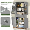 thumbnail image 4 of Uforic 72'' Tall Kitchen Pantry Cabinet with Drawer, 4 Door Pantry Storage Cabinet with Adjustable Sliding Shelve, Freestanding Buffet Cupboards, Food Pantry Cabinet for Dining Room, Kitchen, Gray, 4 of 8