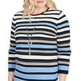 thumbnail image 4 of Alfred Dunner Womens Petite Textured Stripe Sweater With Necklace, 4 of 4