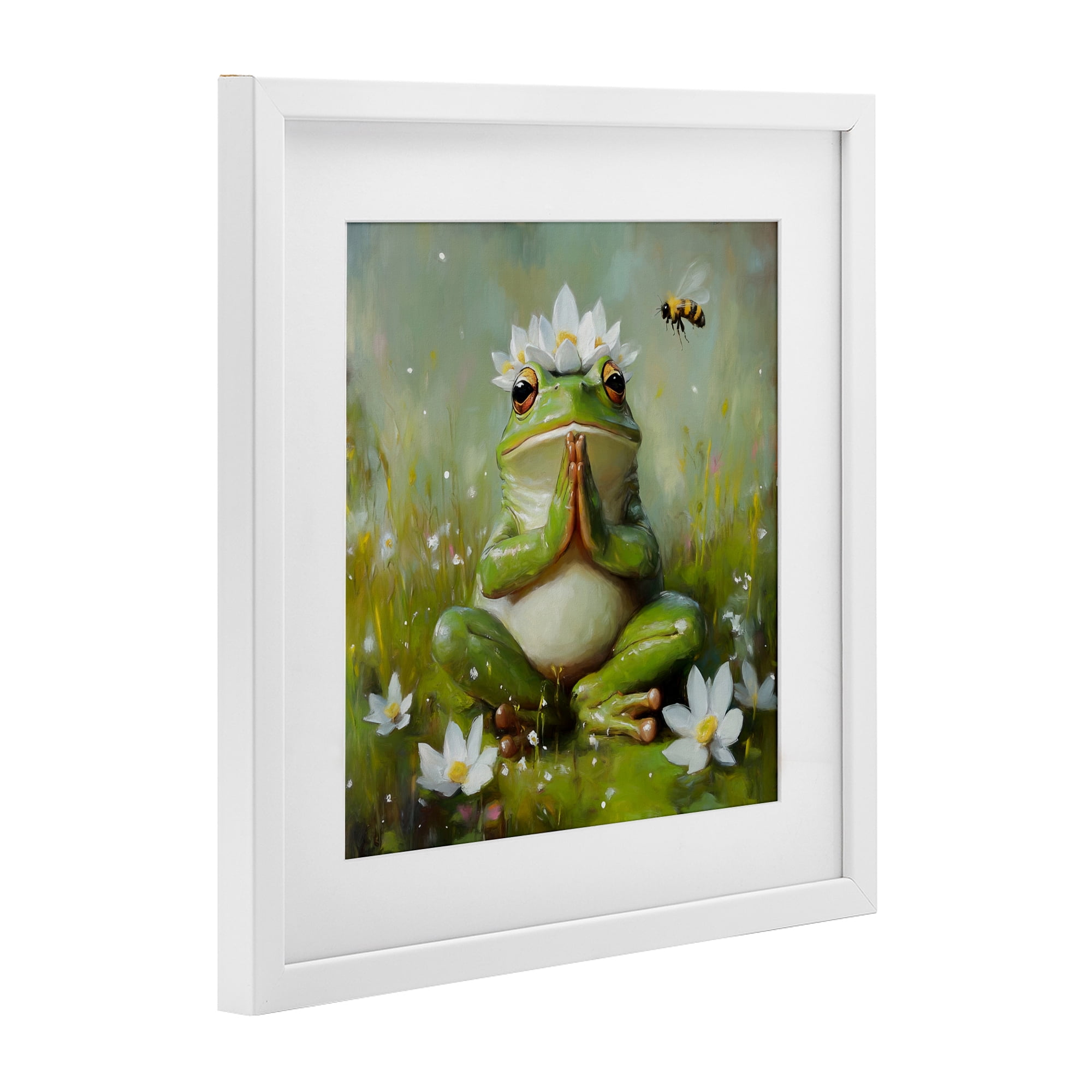 Stupell Industries Buddha Bullfrog Meditation White Framed Print Under Glass, design by Tina LeCour