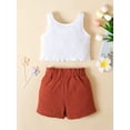 thumbnail image 4 of Coduop Kids Girls Summer Outfit Set Ribbed Sleeveless Tank Tops and Shorts 2Pcs Clothes Set, 4 of 8