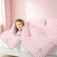 thumbnail image 3 of Erosebridal Stripe Bow Silhouette Twin Comforter Sets for Girls, Girly Linear Retro Print Bedding Set, Pink Reversible 2-Piece 1 Comforter and 1 Pillowcase, 3 of 6