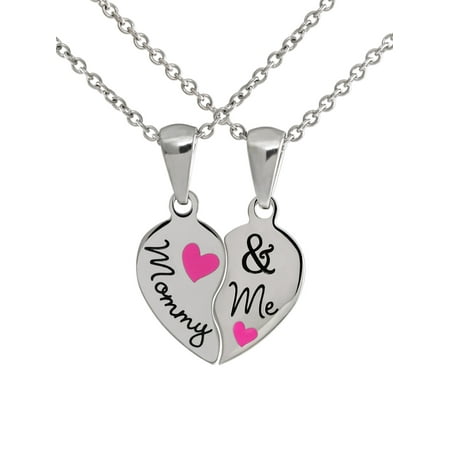 Connections from Hallmark Girls' Stainless Steel "Mommy & Me" Breakaway Pendant Set