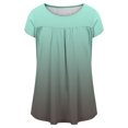 thumbnail image 5 of Summer Saving Wycnly Womens Shirts Fashion Ruffle Sleeve Flowy Pleated Swing Tunic Tops Summer Short Sleeve Crewneck Ladies Gradient Print Tops and Blouses Green XL, 5 of 6