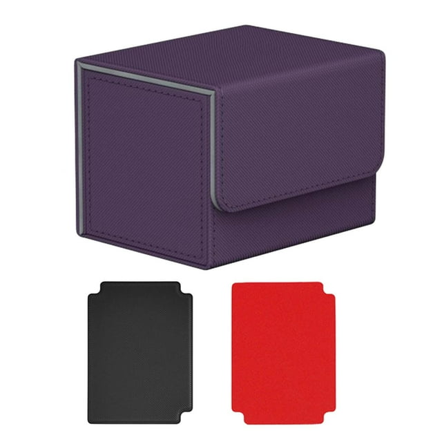 Estuche para tarjetas con cierre magnético. Capacidad para 100 tarjetas. Juego de cartas resistente para reuniones y pasatiempos. Púrpura