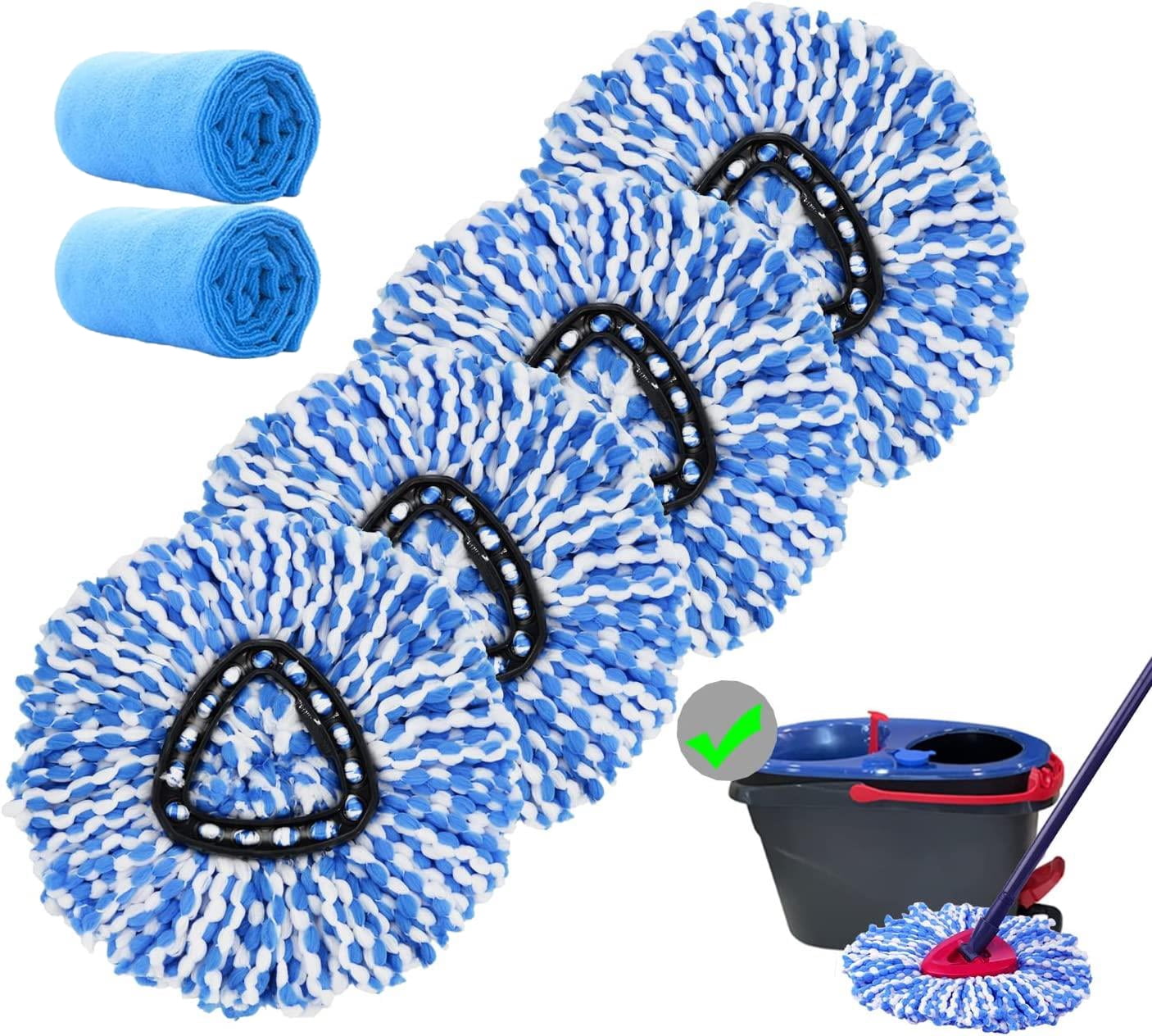 4 Pack Spin Mop Replacement Heads Microfiber Mop Refills