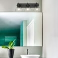 thumbnail image 3 of Yep by Golden Lighting Hines 3-light Vanity in Matte Black and Seeded Glass, 3 of 4