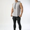 thumbnail image 2 of SWSMCLT Men's Workout Top Soft Quick Dry Loose Hooded Vest Fit Tank Top Running Summer Sleeveless Hoodies High Low Casual Fall Grey Small, 2 of 4