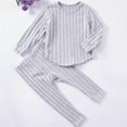thumbnail image 2 of Edvintorg Winter Outfits for Girls 2Pcs Fashion Solid Color Round Neck Long Sleeved Top and Elastic Waist Pants Lounge Sets Casual Comfortable Suit 0-6 Years, 2 of 6