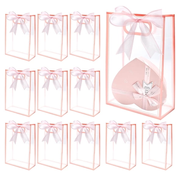 Bolsas de regalo Sel Natural, 12 unidades, plástico transparente, 18 x 26 x 8 cm, color rosa