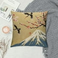 thumbnail image 2 of COMIO  Asian Throw Pillow Cushion Cover, Japanese Crane Flying Hill Mountain and Cherry Blossoms Design, Decorative Square Accent Pillow Case,Blue Mustard, 2 of 5