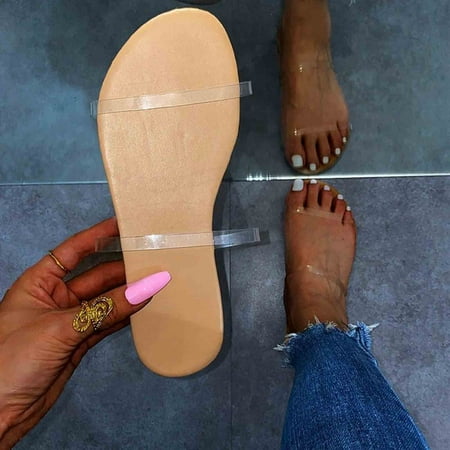 

Sandals Women Summer Fashion Large Size Flat-Bottomed Women S Comfortable Casual Slippers Womens Sandals Pu Beige 39