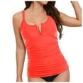 thumbnail image 3 of GEWSEY Women's Retro Tankini Swimsuit Shirring Tummy Control Tankini Top Only ( Red, S), 3 of 9