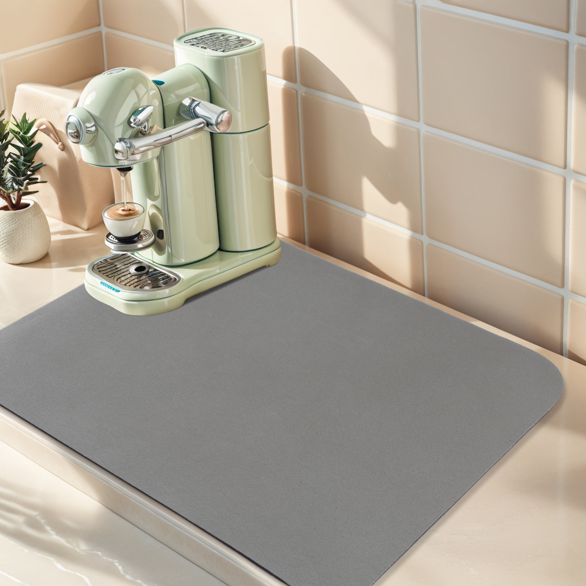 Unique Bargains Large Quick Dry Coffee Bar Mats for Countertop Dark Gray 19.7*15.7 inch