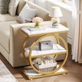 thumbnail image 6 of Fnova Side Table with Circular Metal Frame, End Table with 3-Tier Shelves for Living Room, White Gold, 6 of 16
