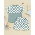 thumbnail image 4 of Hirigin Toddler Baby Boy Girl Shorts Clothes Set Checkerboard Short Sleeve T-Shirt Tops and Shorts 6 12 18 Months 2T 3T Casual Summer Outfit, 4 of 8