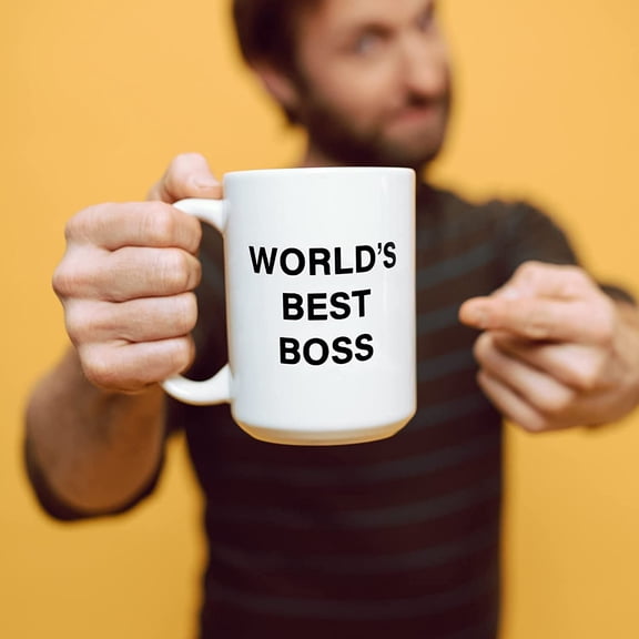 World's Best Boss Mug, The Office Coffee Mug 15 oz Ceramic Mug Funny Unique Idea Cup Gifts for Office Male Female Bosses Coworkers