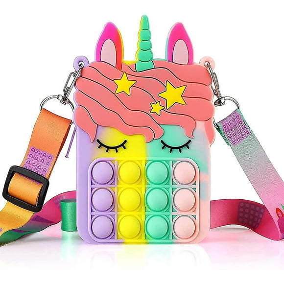 Pop Unicorn Fidget Purse Bag Toy For Girls, Push Bubble Pop Popit Purse For Kids, Sensory Stress Relief Toys