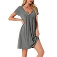 thumbnail image 4 of INSPIRE CHIC Women's Sleepwear Spring Summer Short Sleeves Lounge Nightgown with Pockets L Gray, 4 of 6