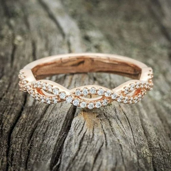 Moissanite Infinity Ring Twist Ring Wedding Band Ring Christmas Gift For Her 925 Sterling Silver Rose Gold Plated Gemstone Jewelry For Women Gift