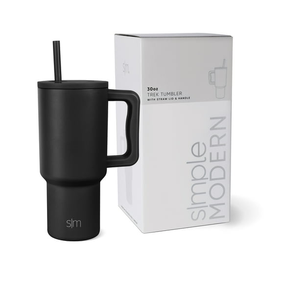 Simple Modern 30 fl oz Insulated Stainless Steel Trek Tumbler with Straw Lid | Midnight Black