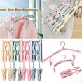 thumbnail image 4 of Under 10$ Oimcto Travel Hanger with 2Pcs Clips Portable Folding Clothes Hanger Plastic Saving Foldable Drying Rack for Scarves Suits Trousers Pants Shirts Socks Underwear Travel Home Clothes, 4 of 8