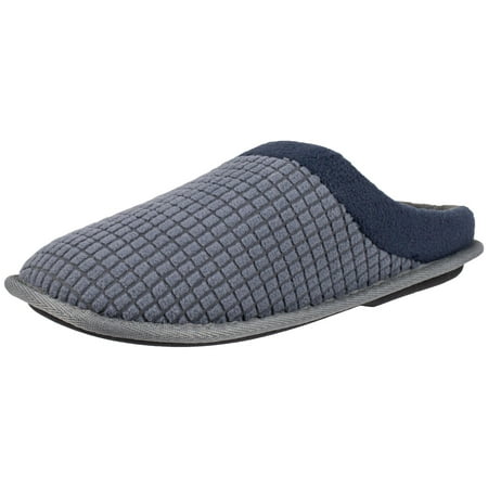 

Hanes Mens Waffle Fleece Clog Slippers XX-Large Grey/blue trim