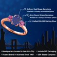 thumbnail image 2 of Gem Stone King 18K Rose Gold Plated Silver Ring Oval Lapis and Pink Moissanite (1.86 Cttw), 2 of 6