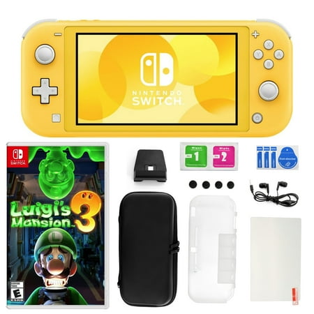 Nintendo Switch Lite in Yellow with Luigis Mansion 3 and Accessories 11 in 1 Accessories Kit