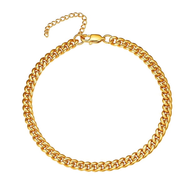 PROSTEEL Pulsera de tobillera cubana gruesa de oro para mujer, tobilleras de cadena de bordillo de acero inoxidable, joyería de pie de verano de playa Boho para niñas