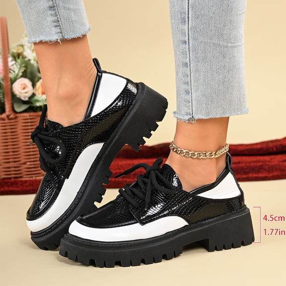 Willtoo Women's Lace up Shoes Chunky Low Heels Platform Vintage Round Toe Dress Mary Jane Shoes for Women Comfortable Casual Lug Sole Waterproof Non Slip Party Dressy Footwear