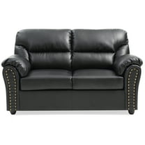 Passion Furniture PF-G263-L Olney 60 in. Flared Arm Faux Leather Straight Sofa in Black