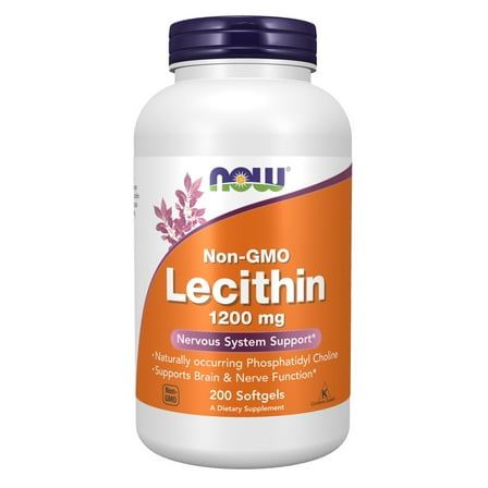 NOW Supplements, Lecithin 1200 mg with naturally occurring Phosphatidyl Choline, 200 Softgels