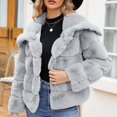 thumbnail image 2 of Womens Coat Fleece Cropped Jacket Long Sleeve Coats Warm Winter Jackets 2024 With Pockets, 2 of 9