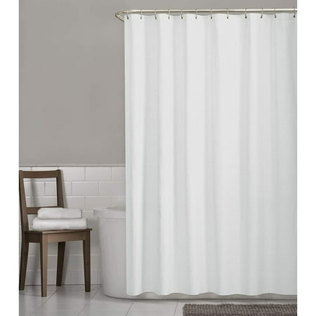 Zenna Home Luxury Spa, White, 70 x 72 Inches Waffle Pattern Fabric Shower Liner/Curtain, 70" x 72"