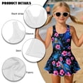 thumbnail image 6 of Xoenoiee Turtle Butterfly Hibiscus Flower Print Girls One Piece Swimsuits Sleeveless Swim Dress for Girls Hawaiian Skirted Bathing Suit Summer Swimwear, 3-4 Years, 6 of 7