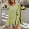 thumbnail image 7 of hotojiny Women's Oversized Sweaters V Neck Long Sleeve Casual Pullover Tops Loose Side Slit Fashion Knit Sweaters, 7 of 7