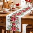 thumbnail image 5 of Christmas Poinsettia Table Runner 60 Inches Long Farmhouse Dress Scarves, Xmas Cardinal Pine Cone Branches Dining Tablerunner for Coffee Table/Kitchen Island/Party Décor, 13" x 60", 5 of 8