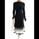 thumbnail image 1 of Vestido Tipo Suéter de Larga con Dobladillo A Rayas y Bloques de Color para Mujer, Plisado, Corte en A, de Punto Acanalado Negro L, 1 of 10