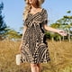 thumbnail image 4 of Vestido de manga corta para mujer, color piel clara, estilo retro, con diseño de tatuaje floral tribal polinesio hawaiano, vestidos largos., 4 of 7