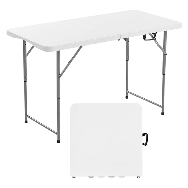 VEVOR 4 Ft Plastic Folding Table Portable Picnic Utility Table Handle Indoor Outdoor