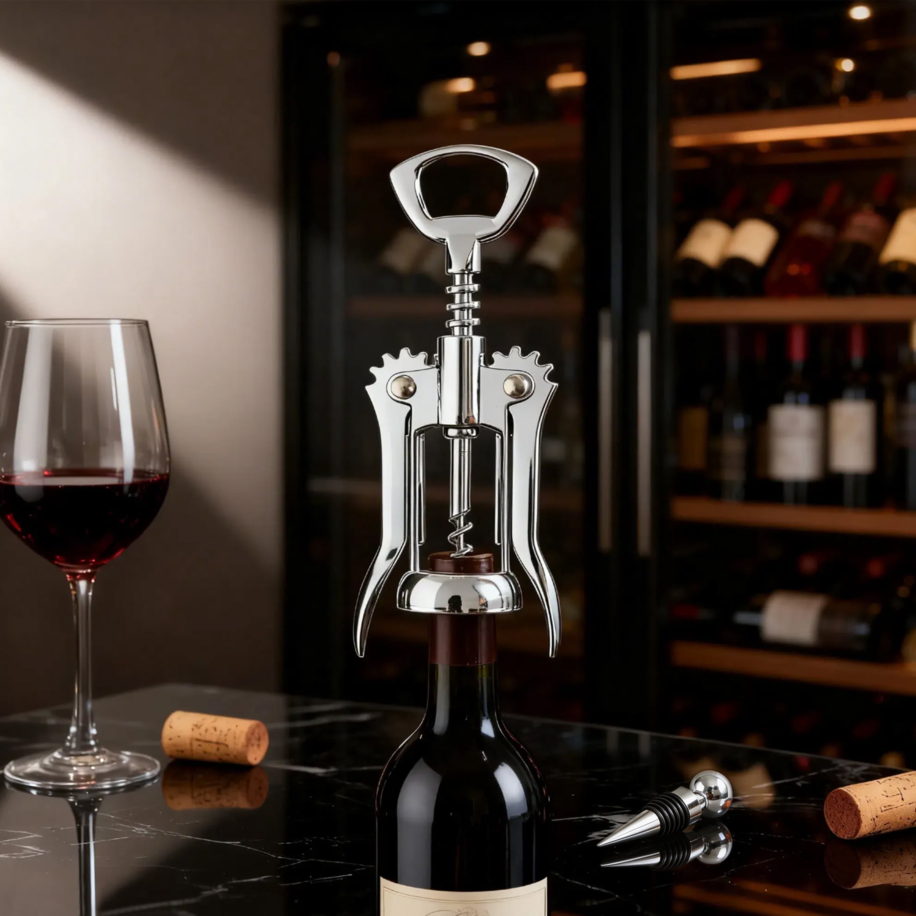 Mainstay Stainless Steel Wing Corkscrew Bottle Opener & Wine Stopper Set