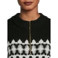 thumbnail image 4 of Heart N Crush Women’s Pattern Zip Pullover Sweater, 4 of 5